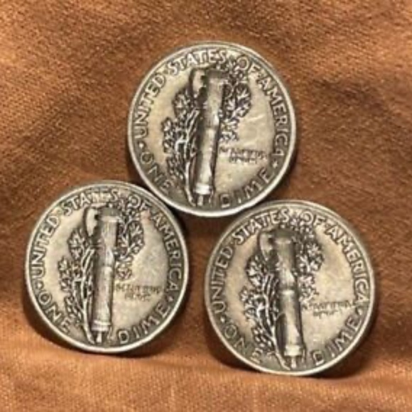 MERCURY DIMES - LOT OF (3) - WAR YEARS, 1941-1942-1943  90% SILVER - Picture 7 of 7